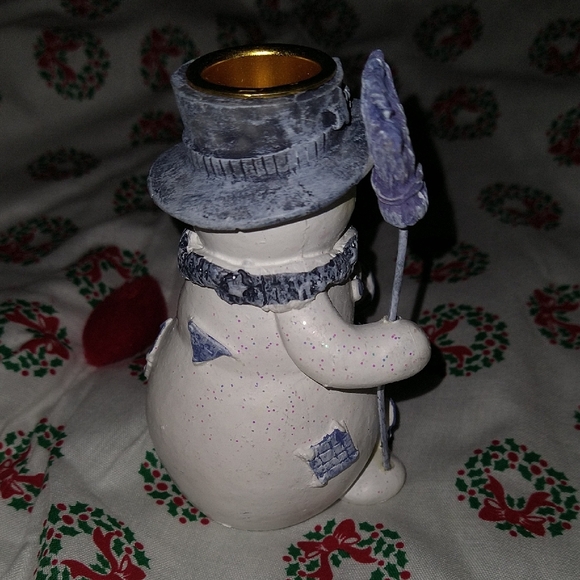NWOT Ceramic Snowman Candle Holder - Picture 4 of 5